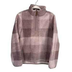 LIV Outdoor Cozy Plaid Quarter-Zip Sherpa Pullover Size S Cozy Hiking Outdoor